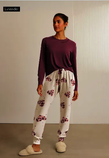 LUNENDER — PIJAMA FEMININO ADULTO MANGA LONGA+CALÇA