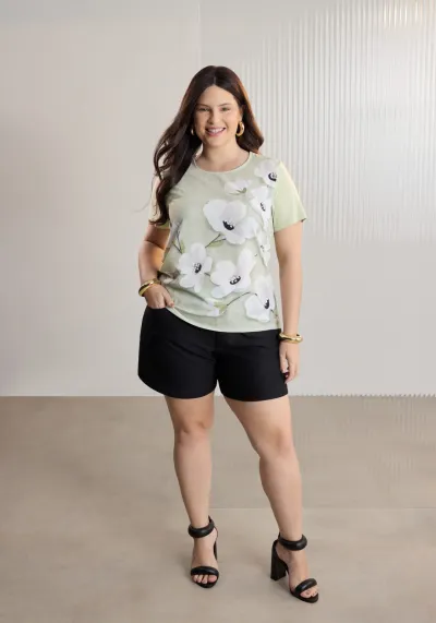 LUNENDER — BLUSA FEMININO ADULTO MANGA CURTA PLUS