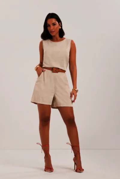 LUNENDER — CONJUNTO FEMININO SEM MANGA+SHORTS R53