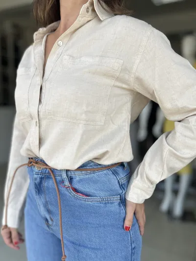 LUNENDER — CAMISA FEMININO ADULTO MANGA LONGA SARJA