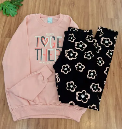 CONJUNTO FEMININO INFANTIL MANGA LONGA R09