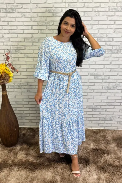 VESTIDO FEMININO 3/4 MIDI R09