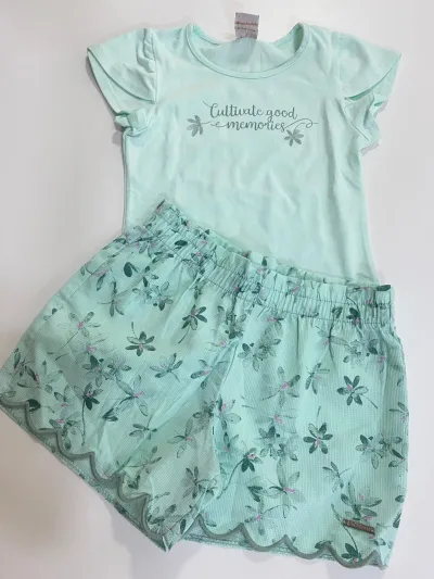 CONJUNTO FEMININO INFANTIL SEM MANGA+SHORTS R09