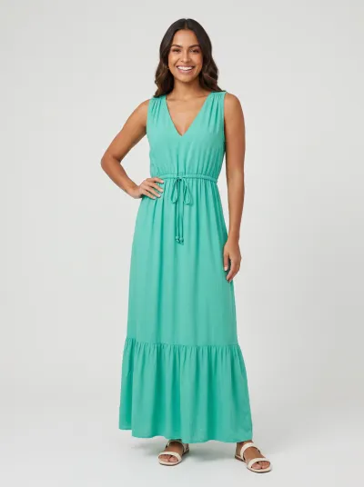 MALWEE — VESTIDO FEMININO SEM MANGA MIDI R09
