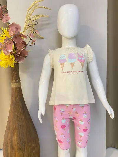CONJUNTO FEMININO INFANTIL SEM MANGA+BRM R09