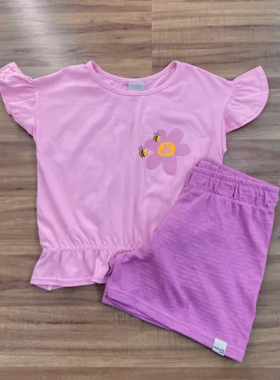 CONJUNTO FEMININO INFANTIL SEM MANGA+SHORTS R09