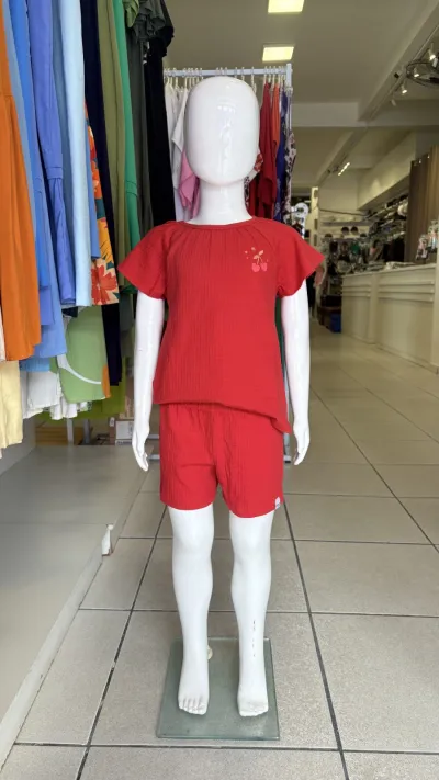 CONJUNTO FEMININO INFANTIL SEM MANGA+SHORTS R06
