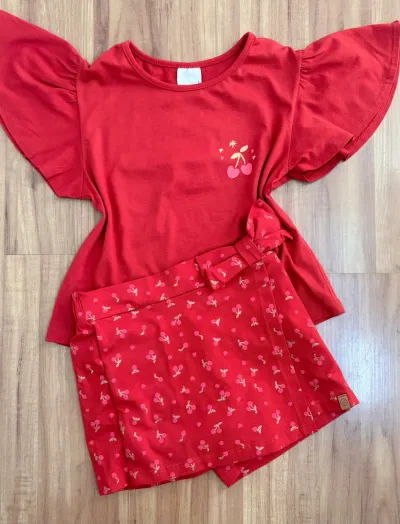 CONJUNTO FEMININO INFANTIL SEM MANGA+SHORTS R09