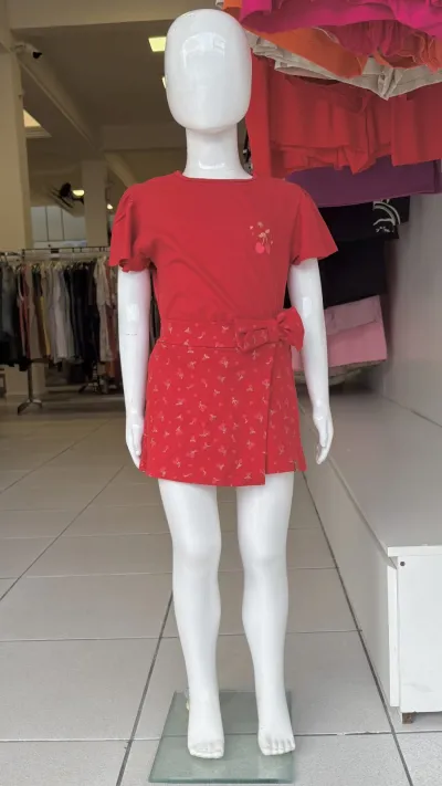 MALWEE — CONJUNTO FEMININO INFANTIL MANGA CURTA+SHORTS R09