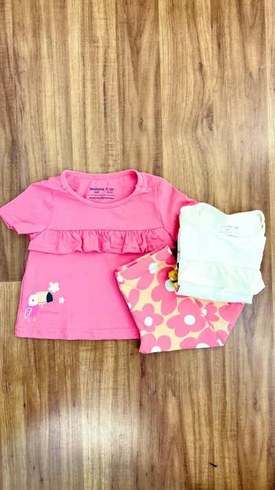 CONJUNTO FEMININO INFANTIL SEM MANGA+BERMUDA