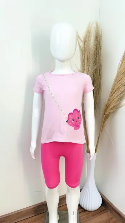 CONJUNTO FEMININO INFANTIL SEM MANGA+BERMUDA