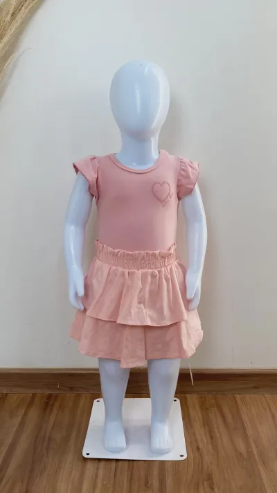 CONJUNTO FEMININO INFANTIL BODY SEM MANGA+SAIA