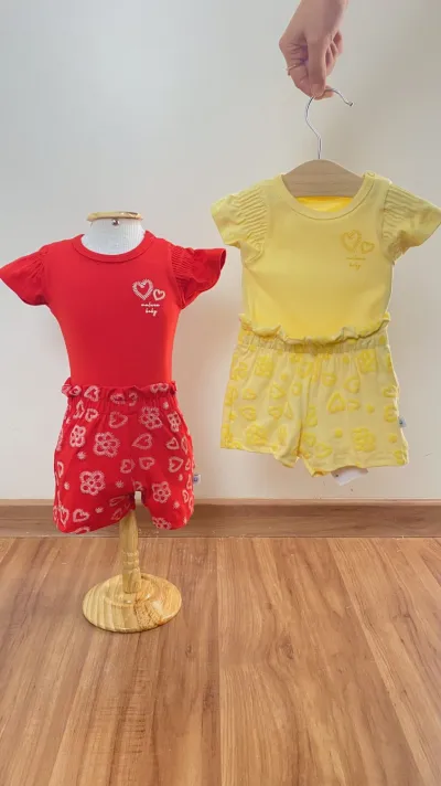 CONJUNTO FEMININO INFANTIL BODY SEM MANGA+SHRT
