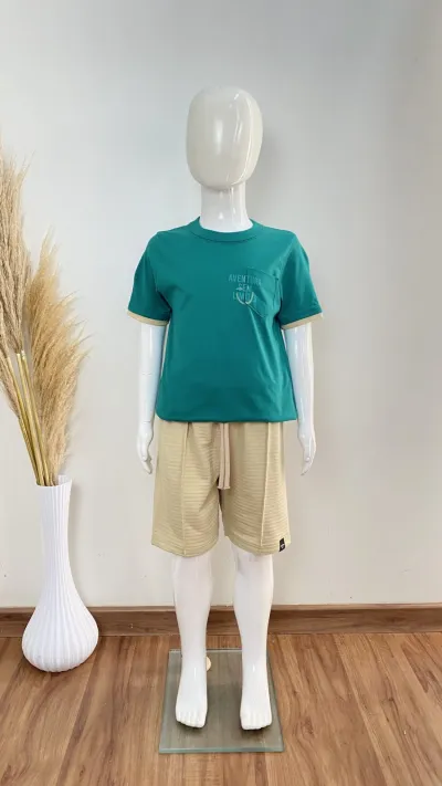CONJUNTO MASCULINO INFANTIL SEM MANGA+BERMUDA