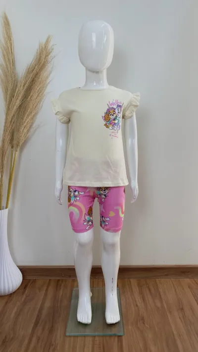 CONJUNTO FEMININO INFANTIL SEM MANGA+SHRT