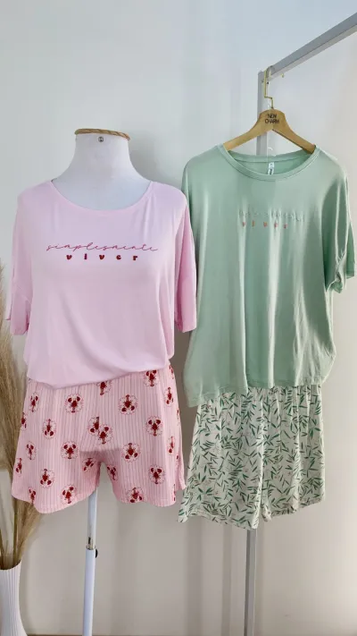 PIJAMA FEMININO ADULTO SEM MANGA+SHORTS