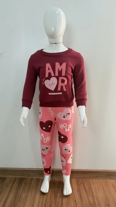 CONJUNTO FEMININO INFANTIL MANGA LONGA+CALÇA MLT