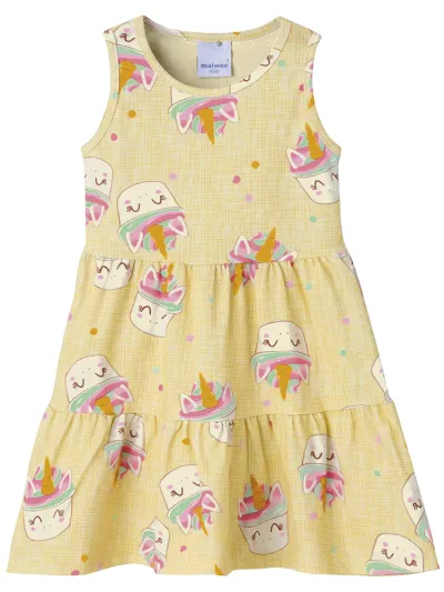 MALWEE — VESTIDO FEMININO INFANTIL SEM MANGA CURTO