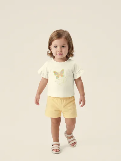 MALWEE — CONJUNTO FEMININO INFANTIL MANGA CURTA+SHORTS