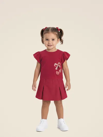 MALWEE — CONJUNTO FEMININO INFANTIL MANGA CURTA+SHORTS SAIA