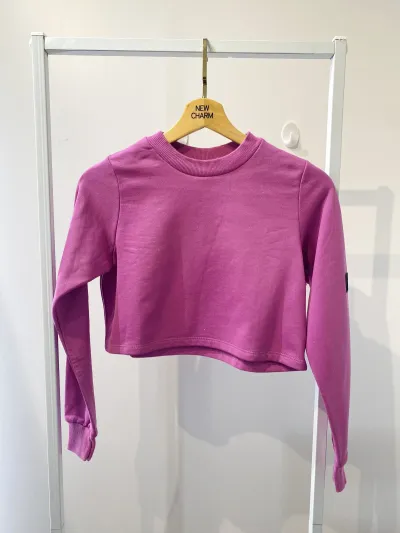BLUSA FEMININO INFANTIL MANGA LONGA CROPED R09