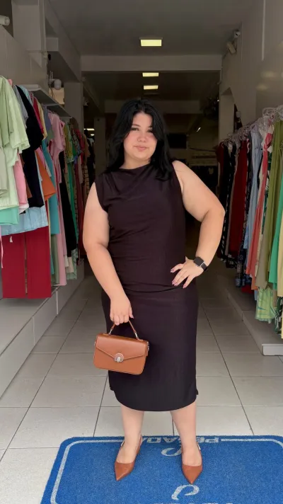 MARIALÍCIA — VESTIDO FEMININO ADULTO SEM MANGA MIDI