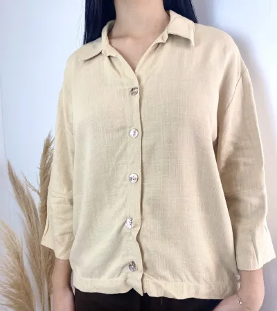 CAMISA FEMININO ADULTO 3/4 LINHO