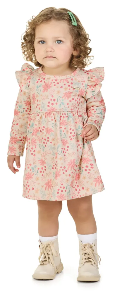 MARLAN — VESTIDO FEMININO INFANTIL MANGA LONGA CURTO