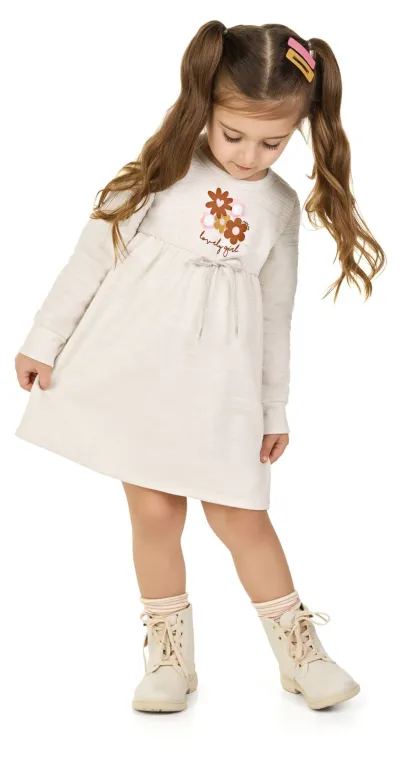 MARLAN — VESTIDO FEMININO INFANTIL MANGA LONGA CURTO