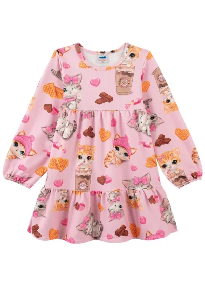 MARLAN — VESTIDO FEMININO INFANTIL MANGA LONGA CURTO