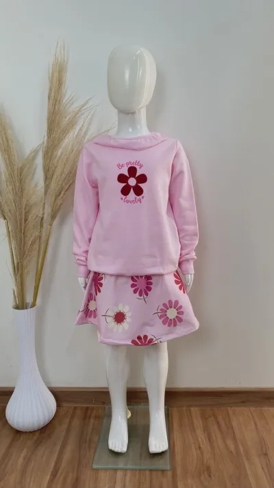 CONJUNTO FEMININO INFANTIL CASACO+SAIA MLT
