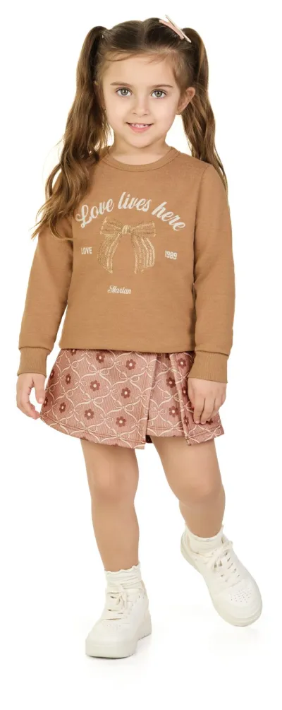 MARLAN — CONJUNTO FEMININO INFANTIL CASACO+SHORTS SAIA