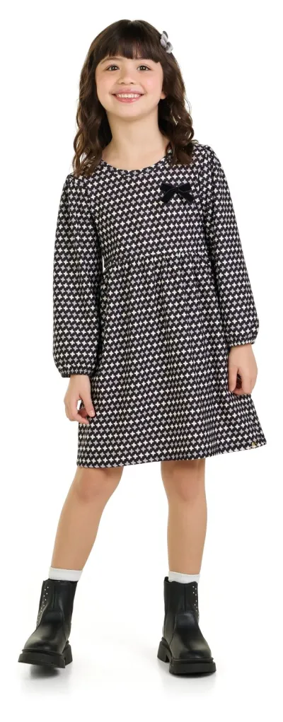 MARLAN — VESTIDO FEMININO INFANTIL MANGA LONGA CURTO