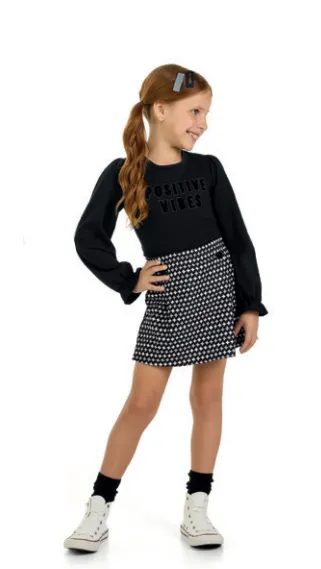 MARLAN — CONJUNTO FEMININO INFANTIL MANGA LONGA+SHORTS SAIA