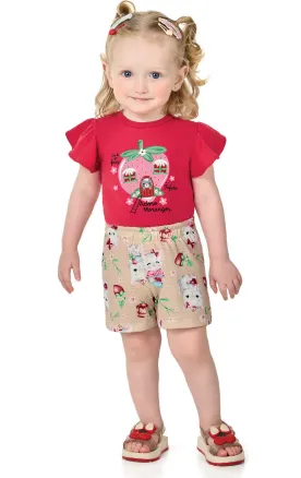 CONJUNTO FEMININO INFANTIL SEM MANGA+SHORTS