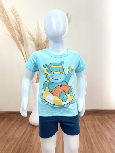 CONJUNTO MASCULINO INFANTIL SEM MANGA+BERMUDA