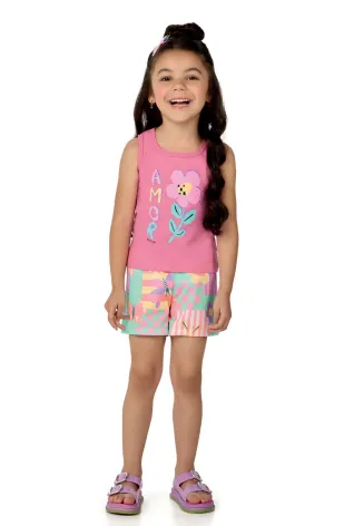 MARLAN — CONJUNTO FEMININO INFANTIL SEM MANGA+SHORTS