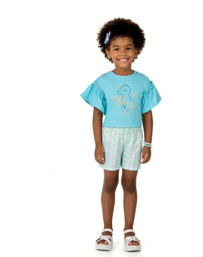 MARLAN — CONJUNTO FEMININO INFANTIL MANGA CURTA+SHORTS