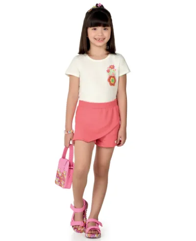 MARLAN — CONJUNTO FEMININO INFANTIL MANGA CURTA+SHORTS
