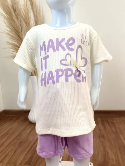 CONJUNTO FEMININO INFANTIL SEM MANGA+SHORTS