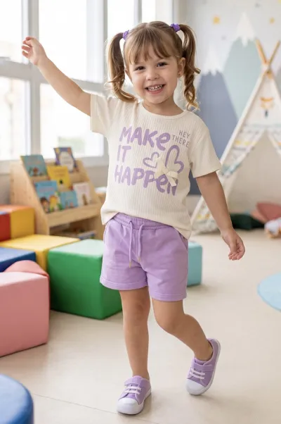 MARLAN — CONJUNTO FEMININO INFANTIL MANGA CURTA+SHORTS