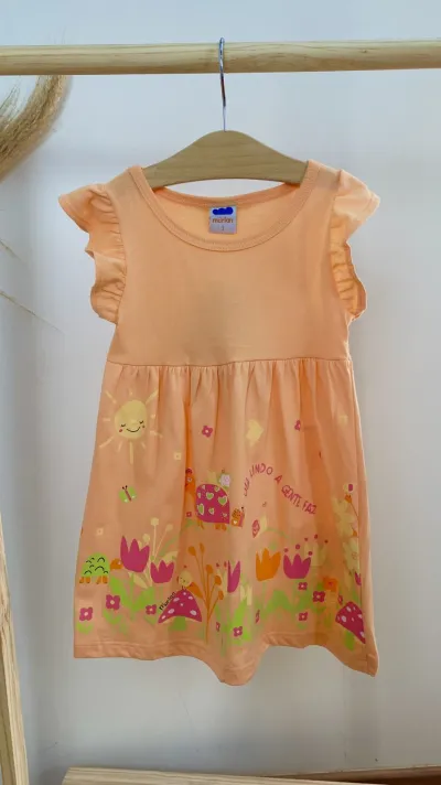 VESTIDO FEMININO INFANTIL SEM MANGA CURTO