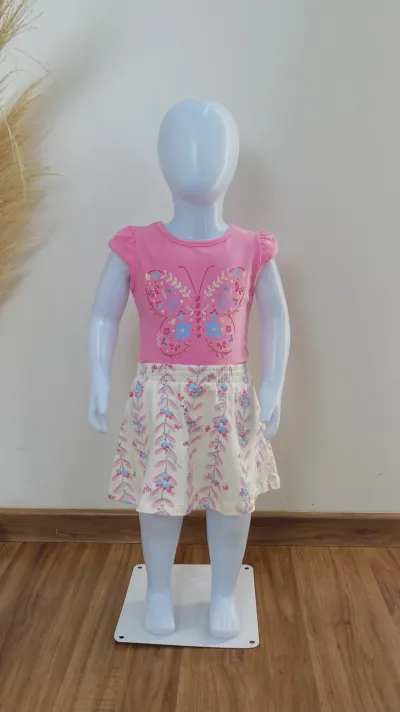 CONJUNTO FEMININO INFANTIL SEM MANGA+SAIA