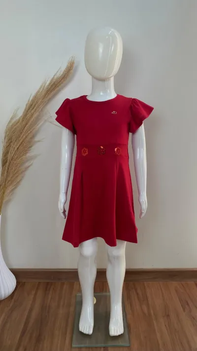 VESTIDO FEMININO INFANTIL SEM MANGA CURTO
