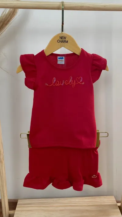 CONJUNTO FEMININO INFANTIL SEM MANGA+SHRT