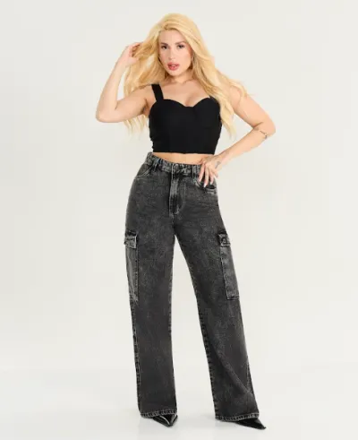MAX DENIM — CALÇA FEMININO ADULTO WIDELEG CARGO
