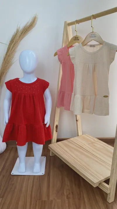 VESTIDO FEMININO INFANTIL SEM MANGA CURTO