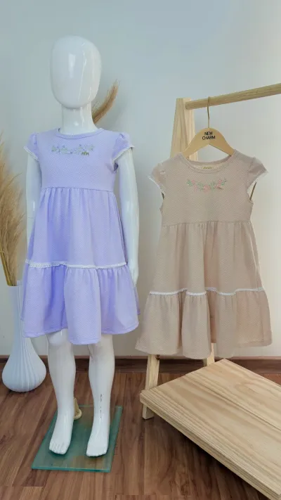 VESTIDO FEMININO INFANTIL SEM MANGA