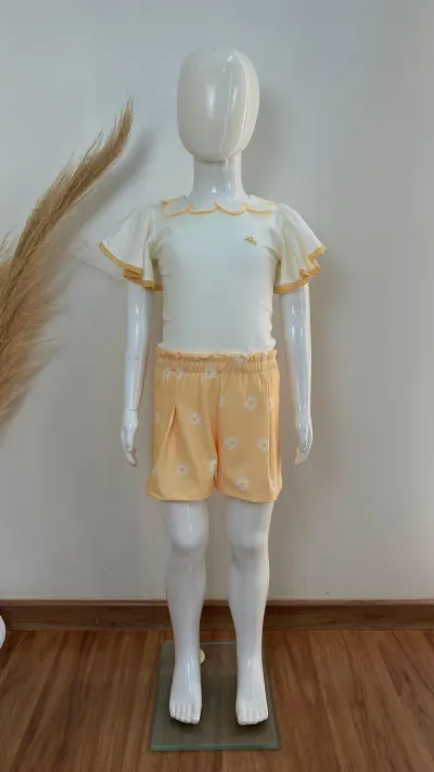 CONJUNTO FEMININO INFANTIL SEM MANGA+SHRT