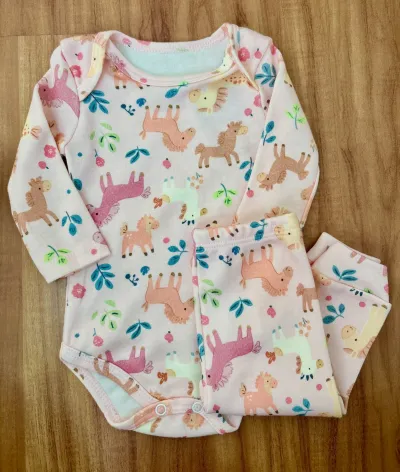 CONJUNTO FEMININO INFANTIL BODY MANGA LONGA+CALÇA